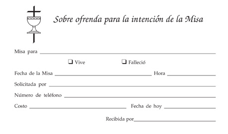 Spanish Mass Intention Offering Envelope