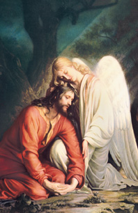 Jesus with Angel Holy Card