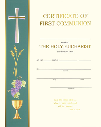 Banner Communion Certificate
