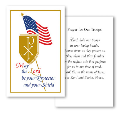 Shield Holy Card with Prayer for Our Troops