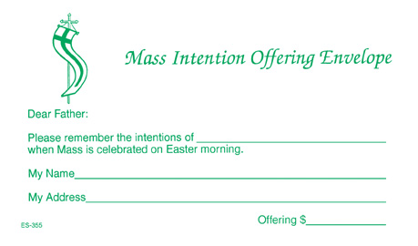 Easter Mass Intention Offering Envelopes