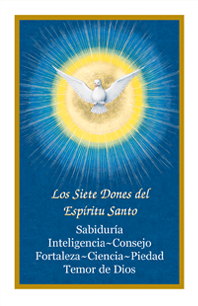 Seven Gifts of the Holy Spirit Holy Card (Spanish)