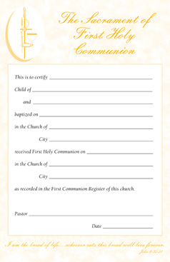 Communion Certificate Pad