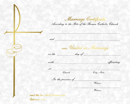 catholic marriage certificate template