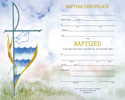 Watercolor Baptism Certificate