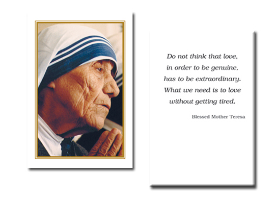 Saint Teresa of Calcutta Holy Card with Love Message