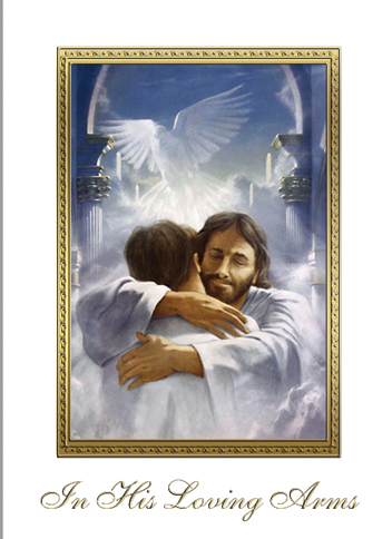 In His Loving Arms Mass Card