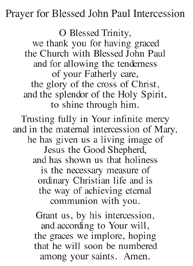 Prayer for Blessed John Paul Intercession