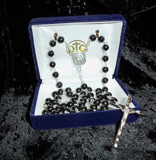 Men's 6mm Black Boxwood Bead Rosary