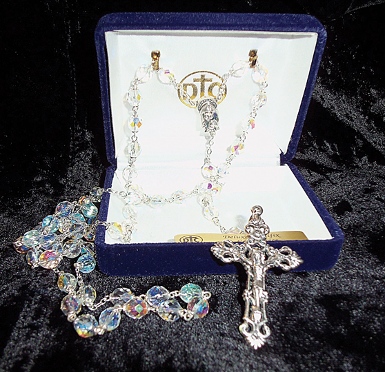 Women's Deluxe 7mm Aurora Borealis Crystal Bead Rosary