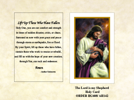 The Lord is our Shepherd Holy Card with Disaster Message