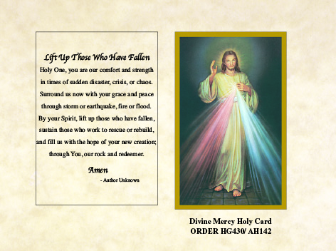Divine Mercy Holy Card with Disaster Message